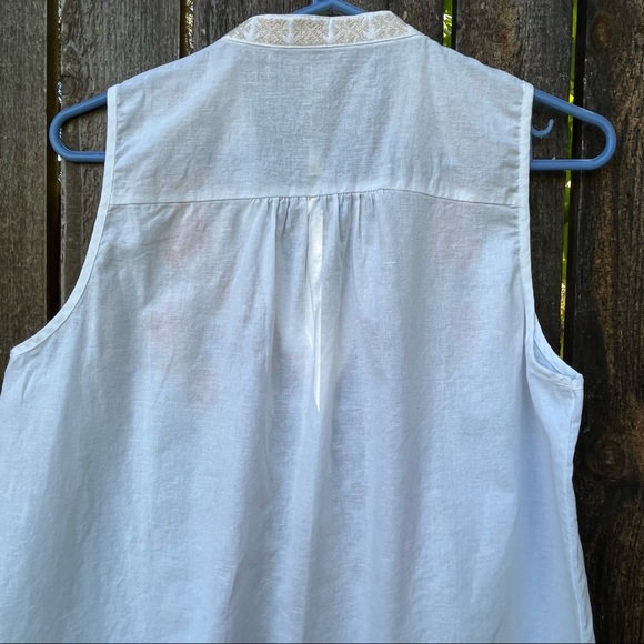 Andrée by Unit White Embroidered Sleeveless Linen Blend Top Sz S - Picture 7 of 14